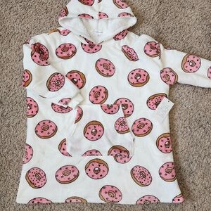 Cozy Donut Print Kids Hoodie - Pink & White